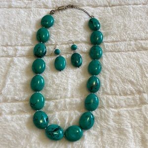 925 turquoise pebble necklace and earrings